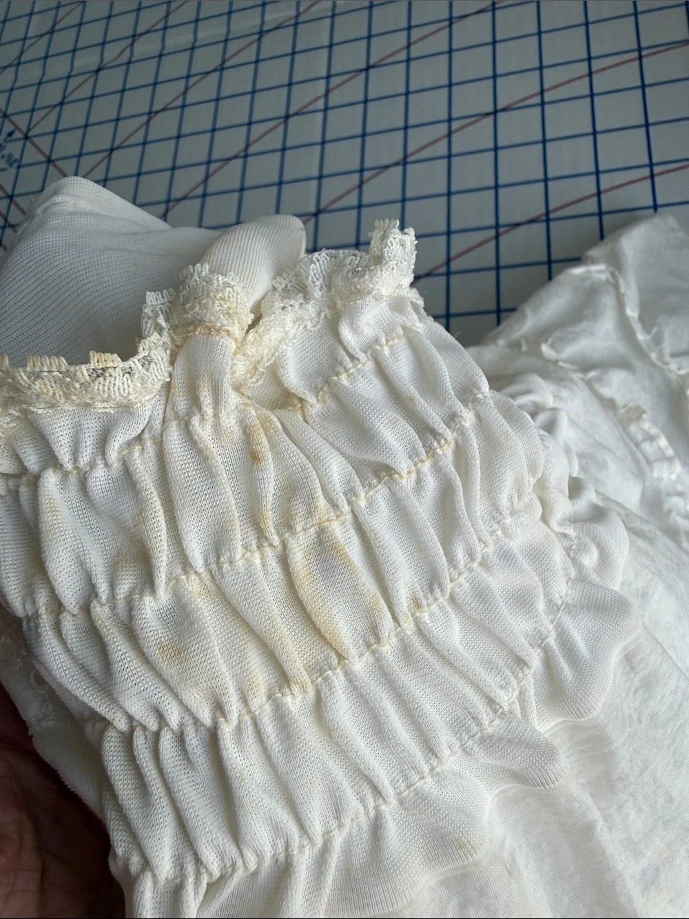 Vintage Child/Doll Slip Petticoat Heirloom Sewing Fabric White Sheer Ruffles